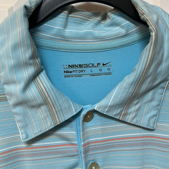 Nike Golf Light Blue Multi Color Striped Short Sleeve Polo Men’s Size L - Picture 2 of 5